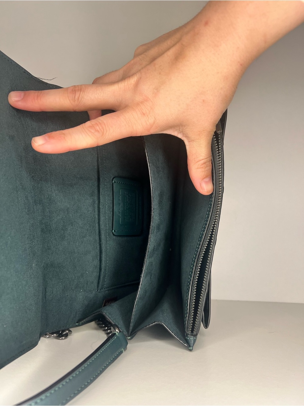 Coach Klare Dark/Forrest Green Embossed Signature Crossbody - Picture 8 of 9